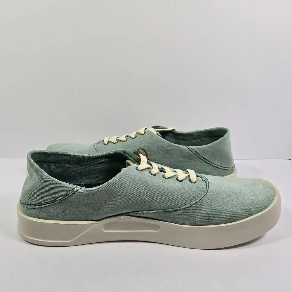 OluKai Tradewind Bamboo Mint Off White Canvas Lace Up Sneakers Shoes Mens 11